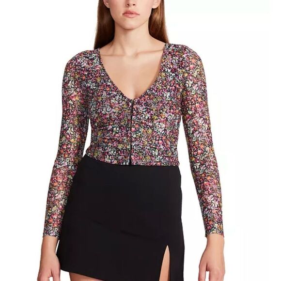 STEVE MADDEN Luna Floral Long Sleeve Blouse Size XS - Picture 1 of 12